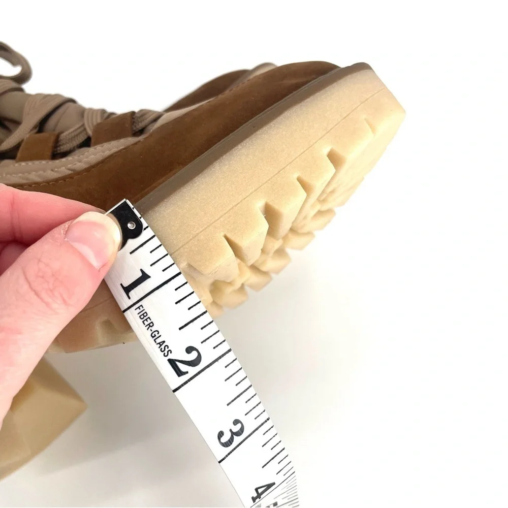 Dolce Vita X Anthropologie Celida Tan Lace Up Platform Nylon Hiking Heel Boots